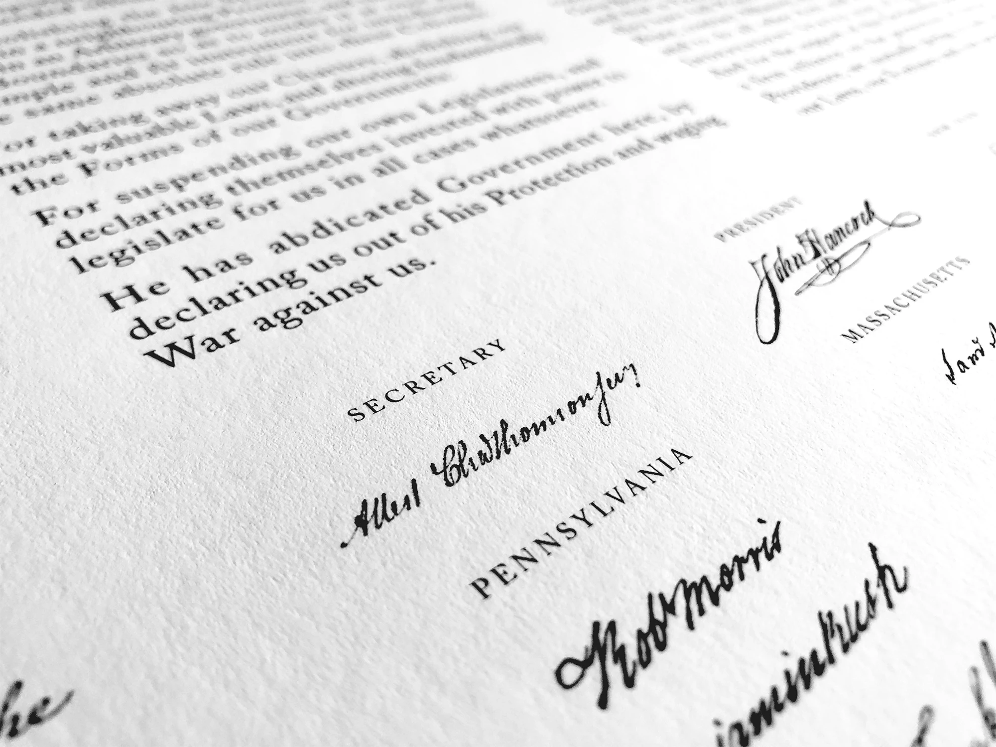 Detail of the Attest Signature of Charles Thomson on the Rothridge Broadside of the Declaration of Independence